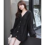 カーディガン springケーブルニットカーディガン レディース