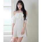 ワンピース リボンオフショルフレアワンピース
