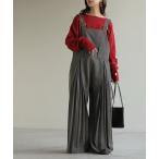 ショッピングサロペット サロペット オーバーオール プリーツワイドサロペット レディース