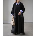 ショッピング綿 ワンピース プリーツドッキングワンピース