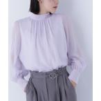ブラウス シャツ ハイネックボリュームシアーブラウス レディース