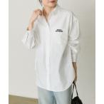 ブラウス シャツ コットンリヨセルロゴ刺繍シャツ レディース