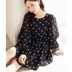 ワンピース フラワーステッチミニワンピース