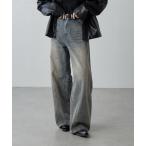 ジーンズ デニム デニムパンツ 切替デザインワイドデニムパンツ レディース