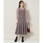 ショッピングツイード ワンピース 「12/5(fri)10時発売」カットツイードワンピース×フェザーニットSET