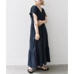 「SHIPS any」 半袖ワンピース ONE SIZE ネイビー レディース