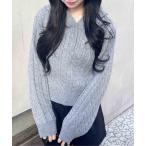 ショッピングパーカ パーカー ケーブルヘンリーネックニットパーカー レディース