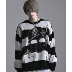 ショッピングスカル セーター ニット 「PSYCHO NATION/サイコネーション」スカルボーダークルーニット メンズ レディース