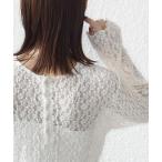 ショッピングラメ tシャツ 「手洗い可能」ラメ ラッセル レース ヘンリー ネック 2WAY プルオーバー レディース