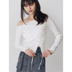 ニット セーター ワンショルダーレースアップニット レディース