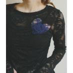tシャツ heart lace long sleeve tops / ハート切り替えレーストップス レディース