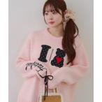 ショッピングアンドミー ニット セーター ILOVE BEARニットプルオーバー レディース