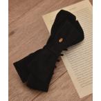 ヘアクリップ 「float」スウェード リボン ゴールドプレート バナナクリップ