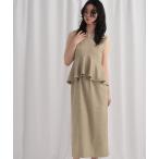 ワンピース ペプラム切り替えノースリワンピ 637089