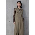 ショッピング結婚式 パンツドレス テーラーカラーオールインワン 2点セット パンツドレス レース インナー ストライプ 結婚式 成人式 二次会 同窓会 セレモニー パーテ