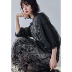 ドレス フローラルパターンフレアドレス ボリューム袖 結婚式 二次会 成人式 同窓会 パーティードレス オケージョンドレス お呼ばれワンピース