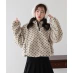 コート アウター ハート柄ボアハーフボタンプルオーバー レディース