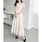 ワンピース スクエアネックギャザーフリルリボンコルセットブラウスセパレートワンピース