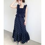 ワンピース リネンライクドットペプラムフリルブラウスセパレートワンピース