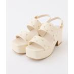 サンダル ビジュースタッズ付きキルティングサンダル レディース