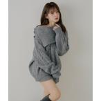 ニット セーター 「セットアップ対応」ケーブルニット+スヌードセット レディース