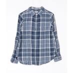 「American Eagle」 チェック柄長袖シャツ S ネイビー レディース