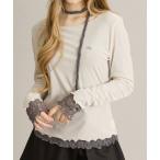 ショッピングタイ tシャツ リバーシブルレースタイ付きトップス レディース