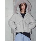 ショッピングダウン ジャケット ノーカラージャケット 「宮本茉由着用」フードショートダウンジャケット レディース