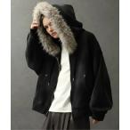 ショッピングパーカ パーカー 「ELLUV/エルヴ」ヴィンテージフェード＆ダメージ加工 ボリュームフードファーショートジップアップパーカー メンズ レディース