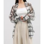 ショッピングアンドミー ブラウス シャツ レースチェック長袖シアーシャツ レディース