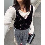 キャミソール ラインストーンフラワー刺?ビスチェ