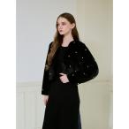 ショッピングスタッズ コート アウター スカラカラーパールスタッズファージャケット レディース