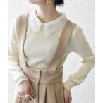 ショッピングレース ニット セーター SHIPS any:「手洗い可能」2WAY レース カラー リブ ニット プルオーバー レディース