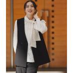 ショッピングジレ ベスト ジレ 「洗える/ストレッチ性/セットアップ可」バックラッフルジレ レディース