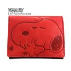 財布 PEANUTS スヌーピー BEAGLE HUG 二つ折り財布 レッド OS レディース