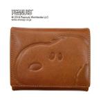 ショッピングスヌーピー 財布 PEANUTS スヌーピー レザー フェイス 二つ折り財布 キャメル OS レディース