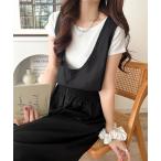 サロペット オーバーオール 「JaVaジャバコラボ」前後で印象チェンジ♪前後2wayUネックツータックイージーサロペットパンツ レディース