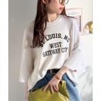 ニット セーター 「JaVaジャバコラボ」大人のカジュアルスタイルを格上げ。前後2wayカレッジロゴオーバーサイズニットプルオーバー（半袖）