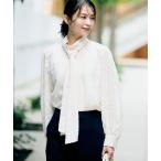 ブラウス シャツ 「セレモニー/洗える/シアー」カットジャカード ボウタイブラウス レディース