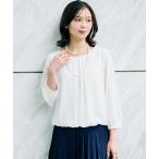 ブラウス シャツ 「透けにくい/ウエストイン見え」タックブラウス レディース