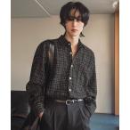 ショッピングツイード シャツ 「NOWLE」ツイードライク 織りチェック柄 長袖 シックボタン シャツ メンズ