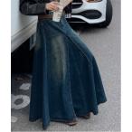 ショッピングロングスカート スカート フレアデニムロングスカート