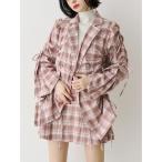 ショッピング韓国 ジャケット テーラードジャケット ギャザーリボンジャケットミニワンピース「セットアップ対応」 レディース