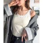 キャミソール 「mily bilet」大人女子の日常に、さりげないスパイスを。 バイカラーテレコレースキャミソール（カップ付）