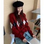 ショッピングアーガイル ニット セーター 「秋冬新作」アーガイル柄ニットトップス レディース