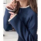 ニット セーター 色っぽさと着回し力を兼ね備えた主役級ニット。スカラップ配色デザインニットプルオーバー（長袖） レディース