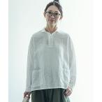 ブラウス シャツ ダブルガーゼラウンドカラープルオーバー レディース