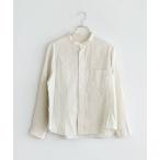 ブラウス シャツ ダブルガーゼスタンドカラーシャツ レディース