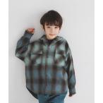ブラウス シャツ 「大人顔負け♪フェードカラー」オンブレチェックシャツパーカー(KIDS) キッズ 子供服 男の子 女の子