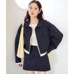 コート アウター 「SETUP対応」レイヤードショートシャツジャケット レディース